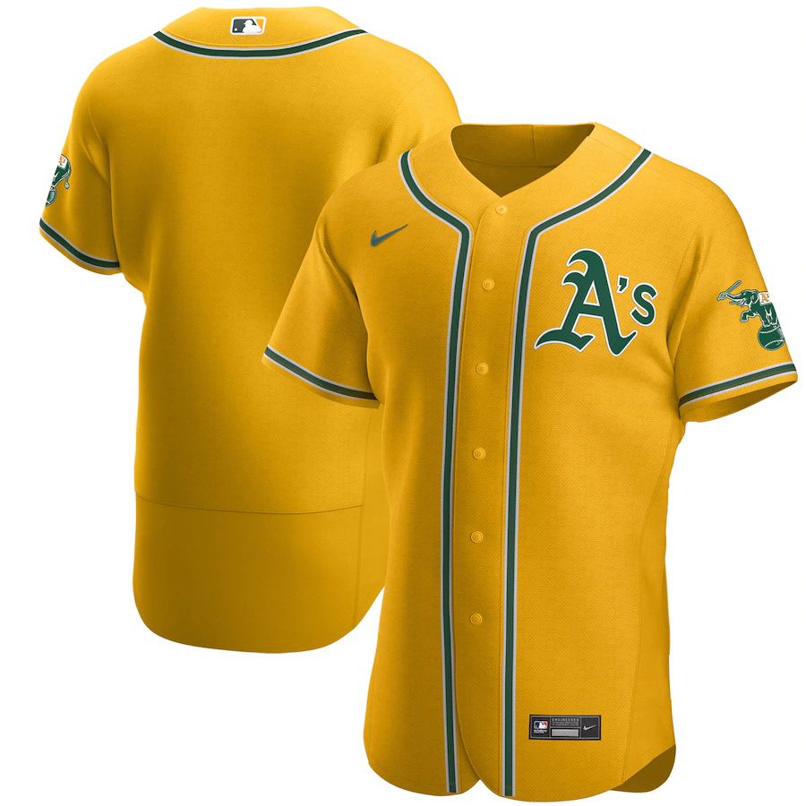 Mens Oakland Athletics Nike Gold Authentic Official Team MLB Jerseys->oakland athletics->MLB Jersey